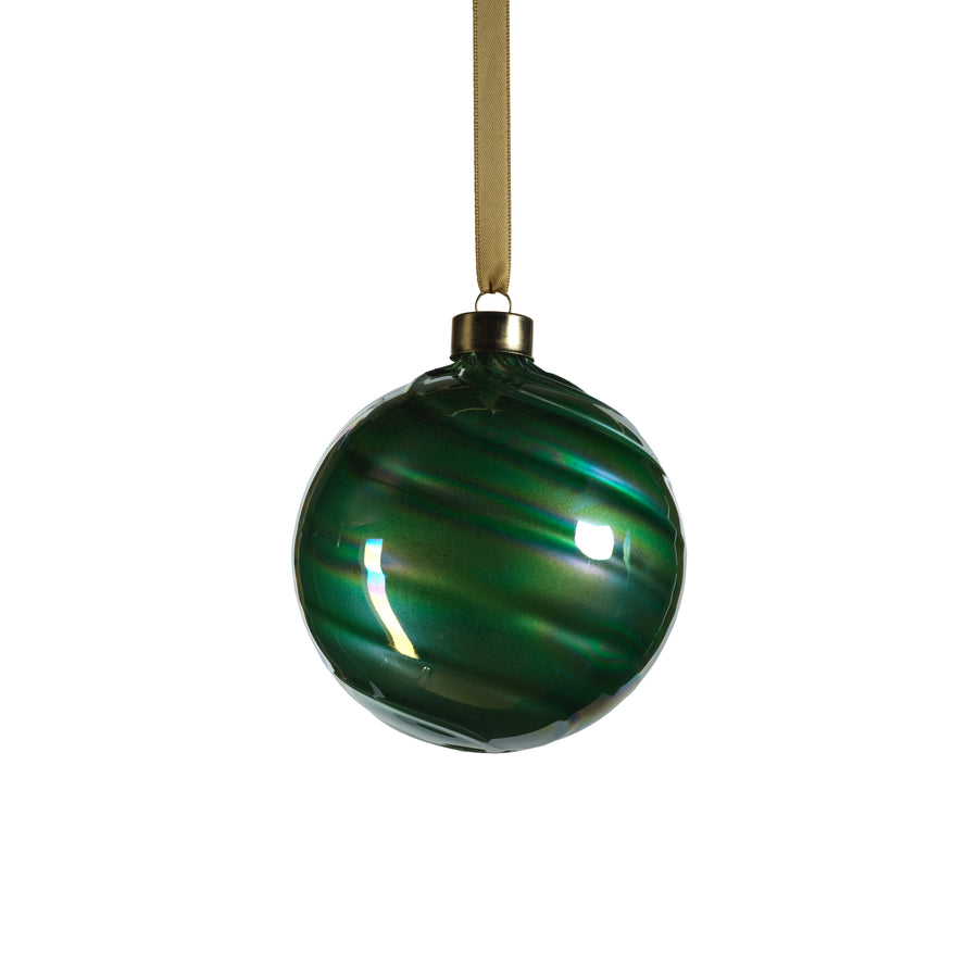 Pearl Luster Glass Ball Ornament - Green