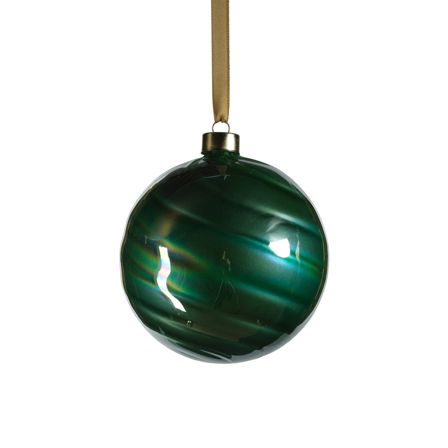 Pearl Luster Glass Ball Ornament - Green