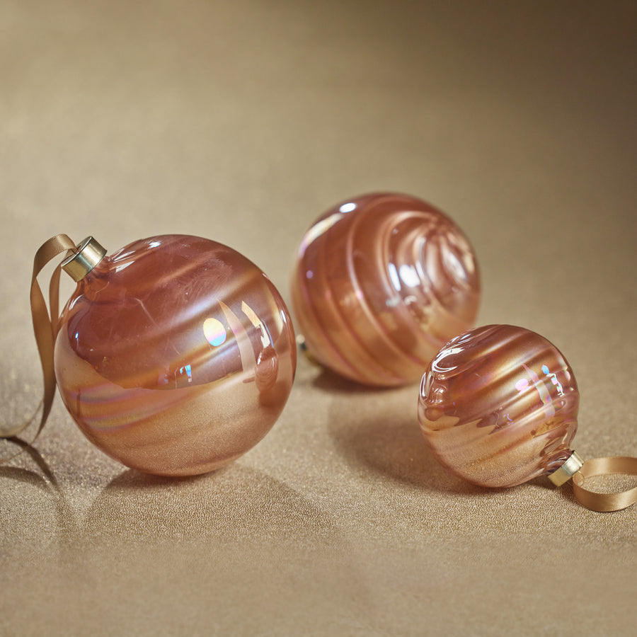 Pearl Luster Glass Ball Ornament - Rose Gold