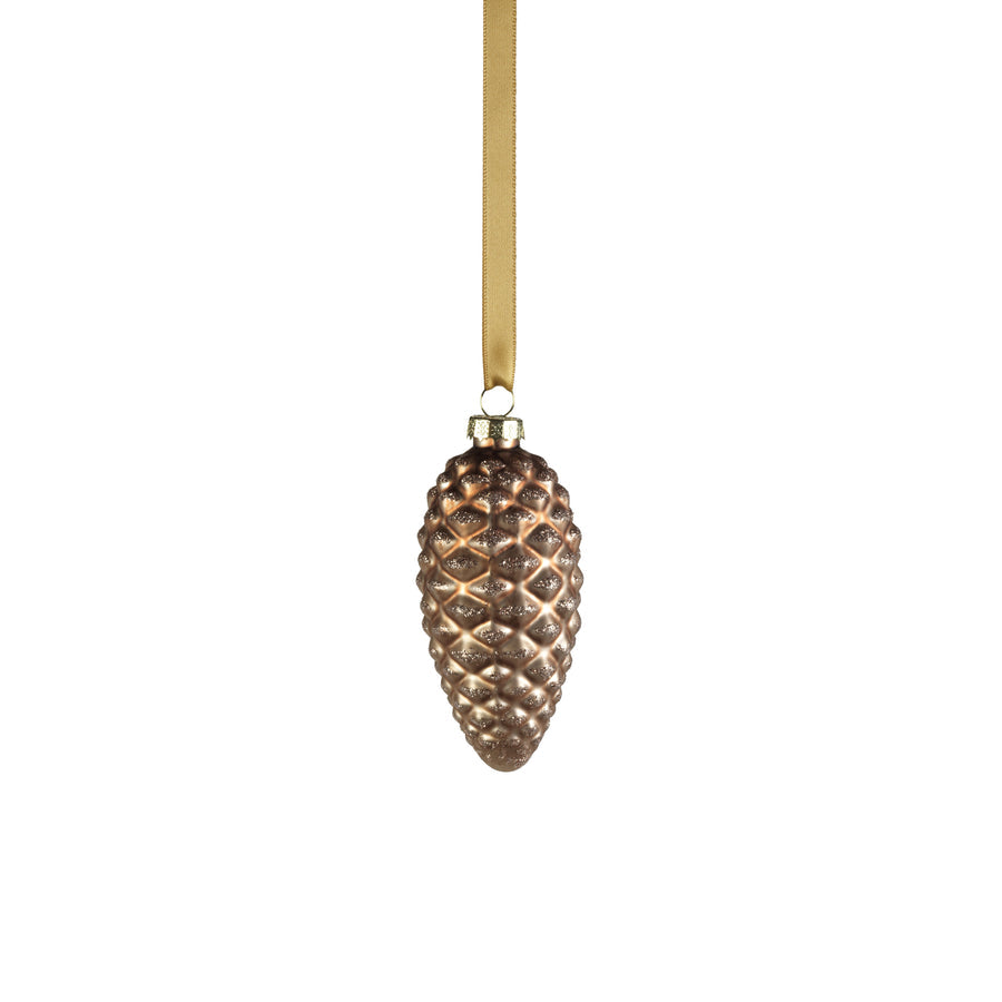 Glass Pine Cone Ornament - Umber Copper Bronze