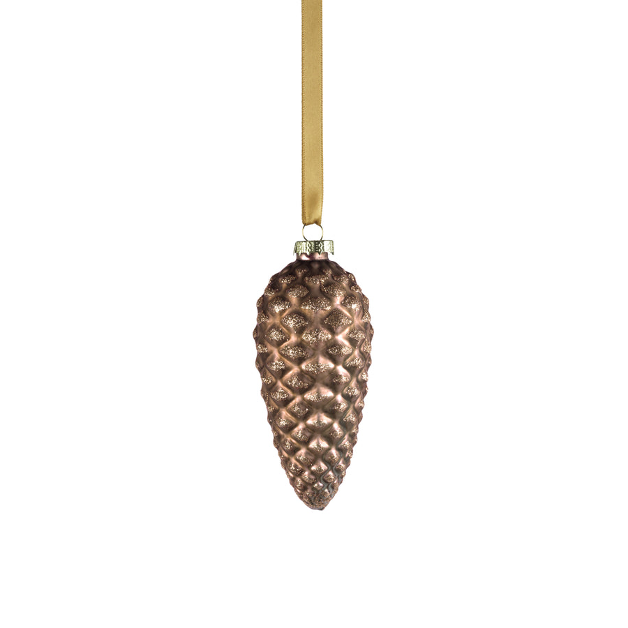 Glass Pine Cone Ornament - Umber Copper Bronze