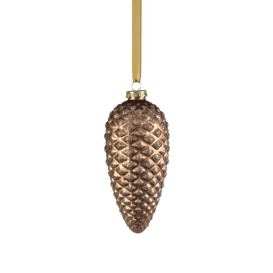 Glass Pine Cone Ornament - Umber Copper Bronze