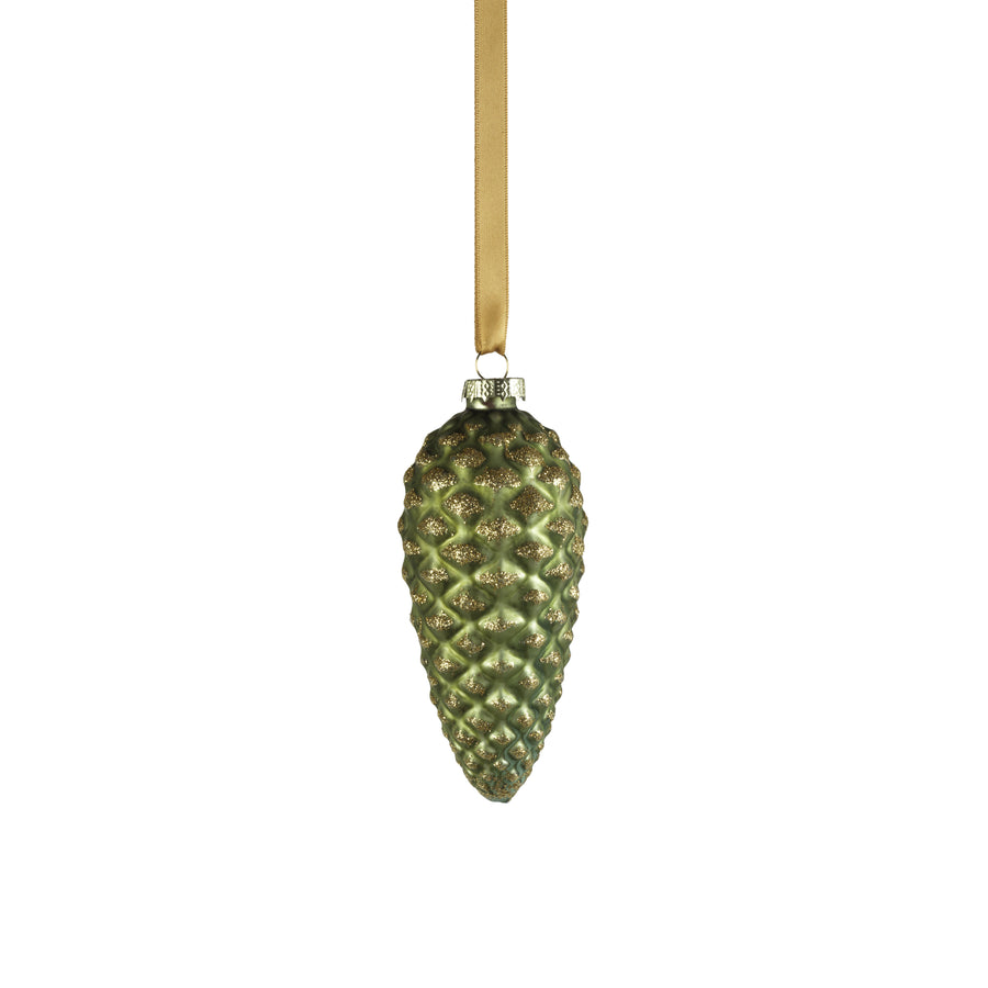 Glass Pine Cone Ornament - Green - Holiday Ornaments by Carlyle Avenue