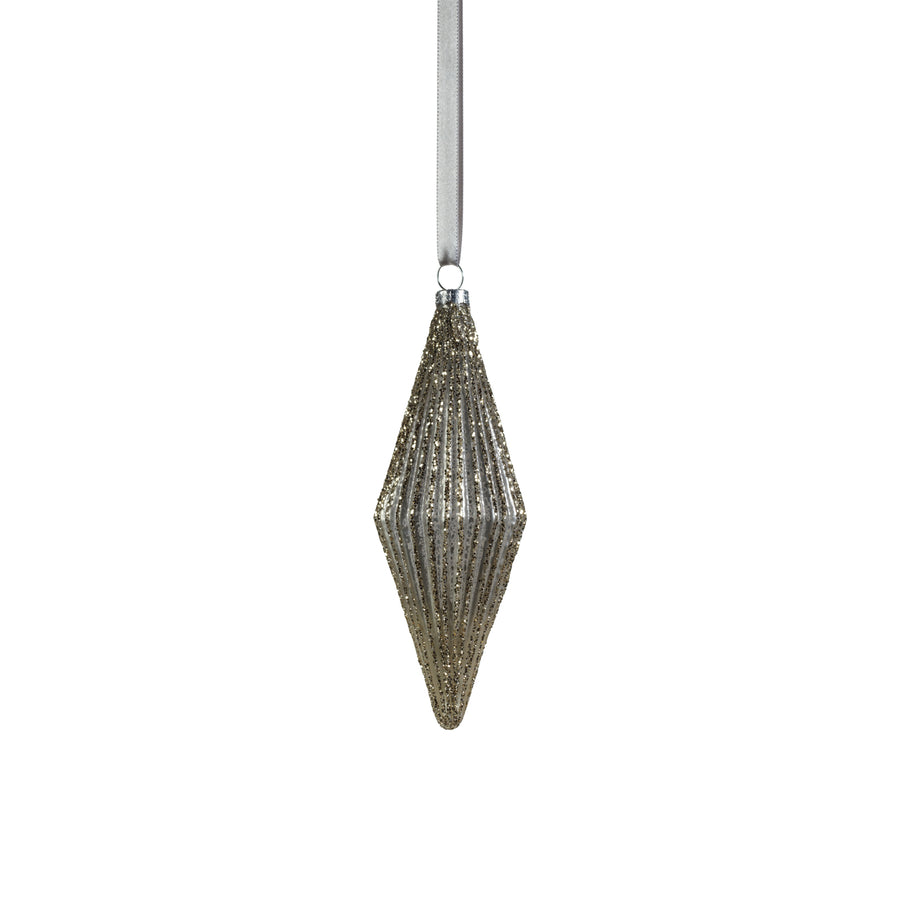 Antique Ribbed Ornament - Matte Silver