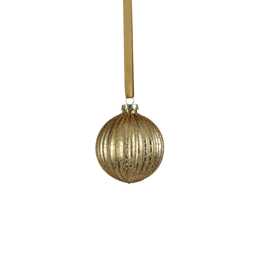 Antique Ribbed Ornament - Matte Gold