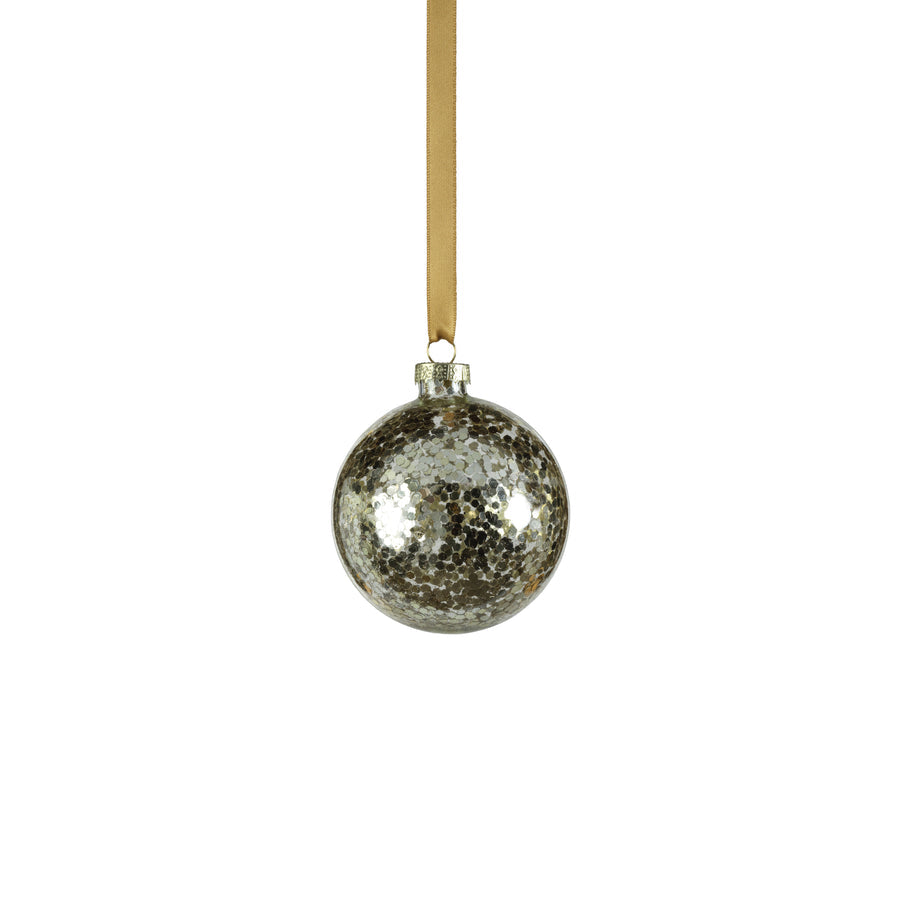 Confetti Glass Ball Ornament - Gold