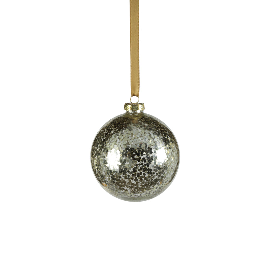 Confetti Glass Ball Ornament - Gold