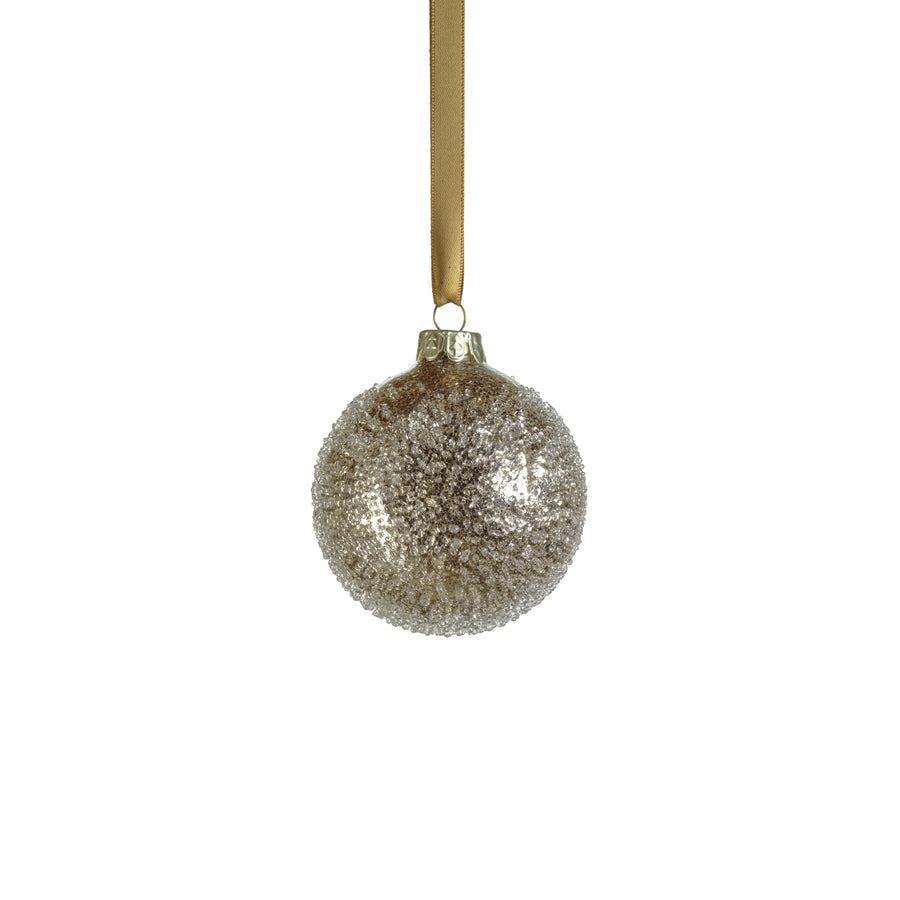 Golden Sugar Bead Glass Ball Ornament - Gold