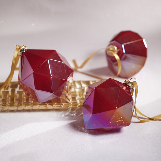 Faceted Glass Ornament - Red Luster