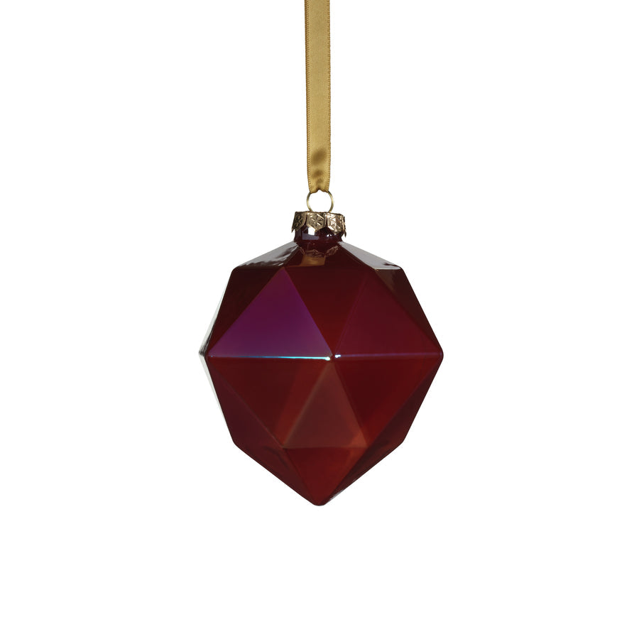 Faceted Glass Ornament - Red Luster