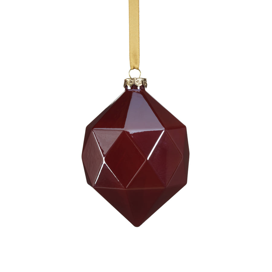 Faceted Glass Ornament - Red Luster