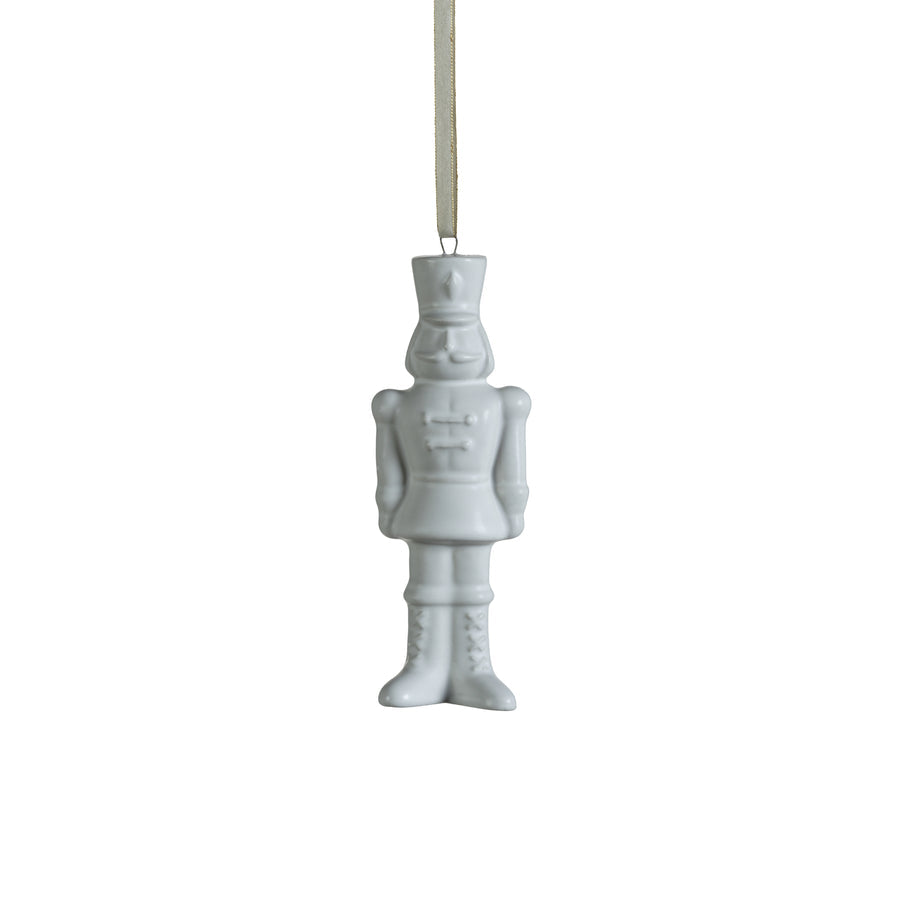 Ceramic Nutcracker Ornament - Matte White - Set of 4