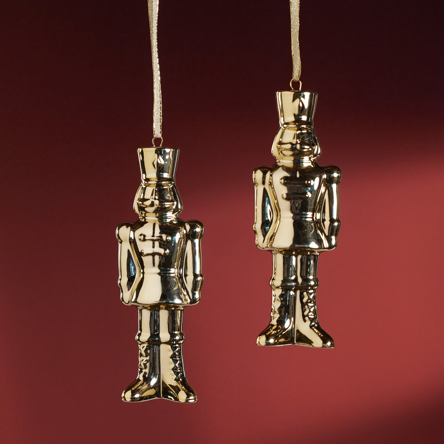 Ceramic Nutcracker Ornament - Gold - Set of 12 - Ornaments by Carlyle Avenue