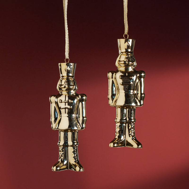 Ceramic Nutcracker Ornament - Gold - Set of 12 - Ornaments by Carlyle Avenue