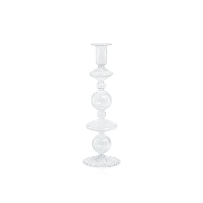 Lucerna Glass Taper Holder - Clear - Taper Holder by Carlyle Avenue