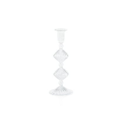 Candeliere Glass Taper Holder - Clear - Taper Holder by Carlyle Avenue