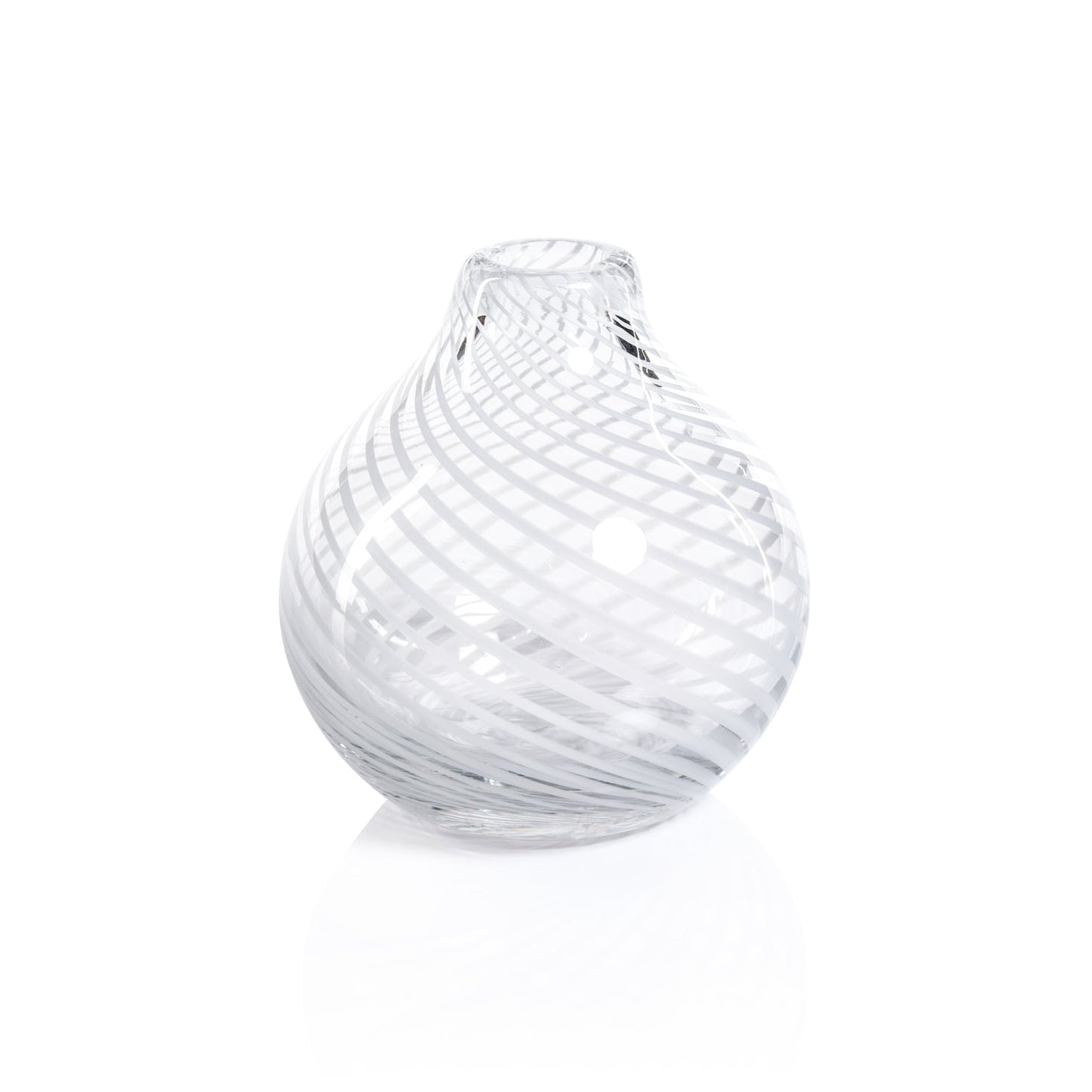 Claire Clear Bud Vases with White Swirl