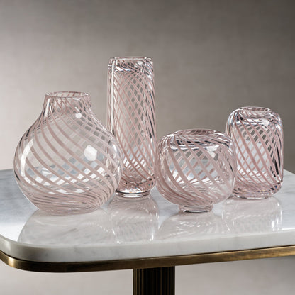 Claire Clear Bud Vases with Blush Swirl - Vases by Carlyle Avenue
