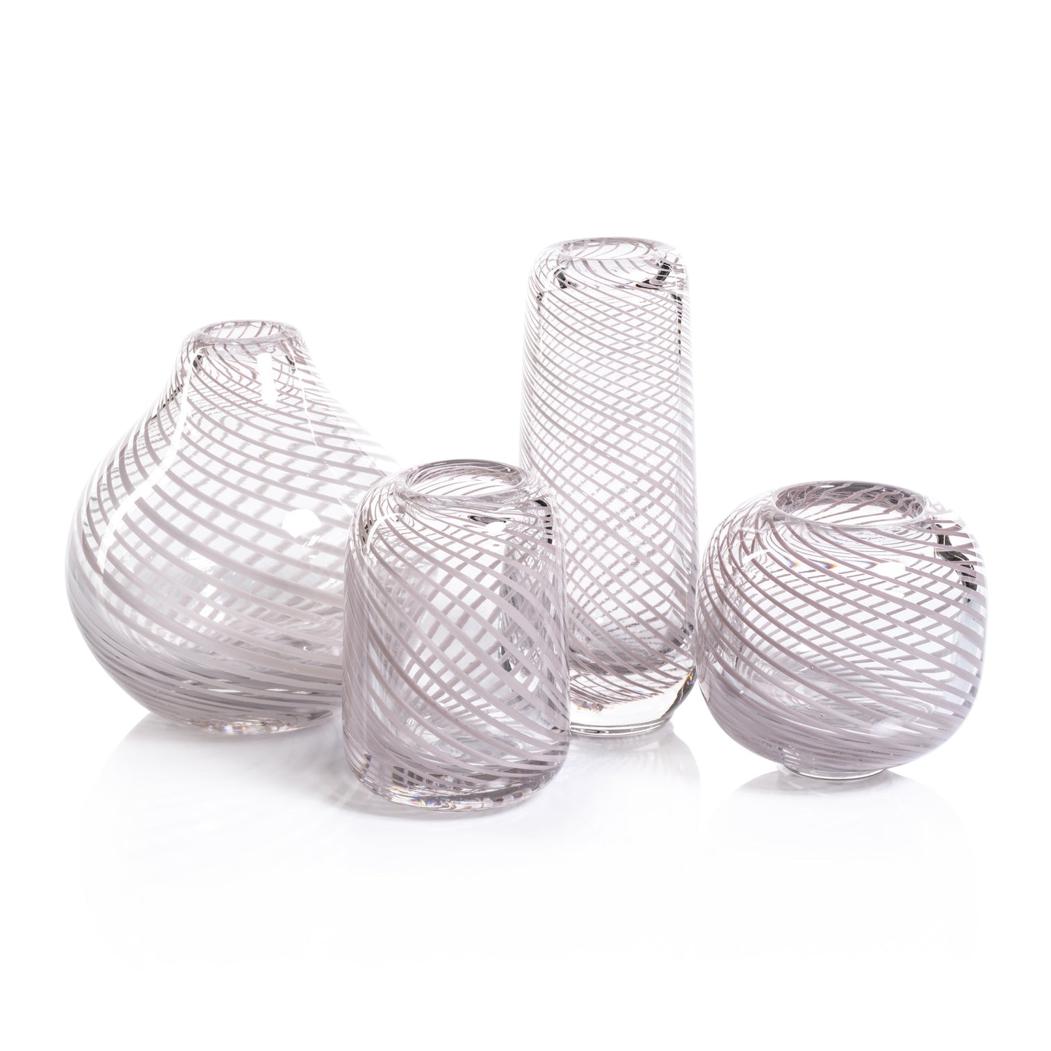Claire Clear Bud Vases with Blush Swirl - Vases by Carlyle Avenue