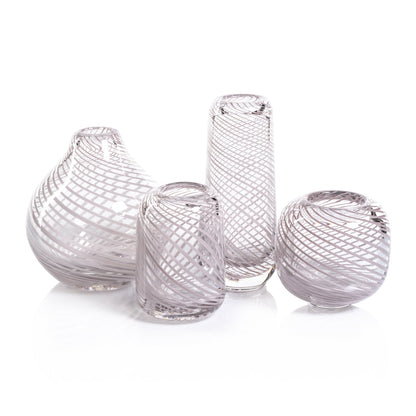 Claire Clear Bud Vases with Blush Swirl - Vases by Carlyle Avenue