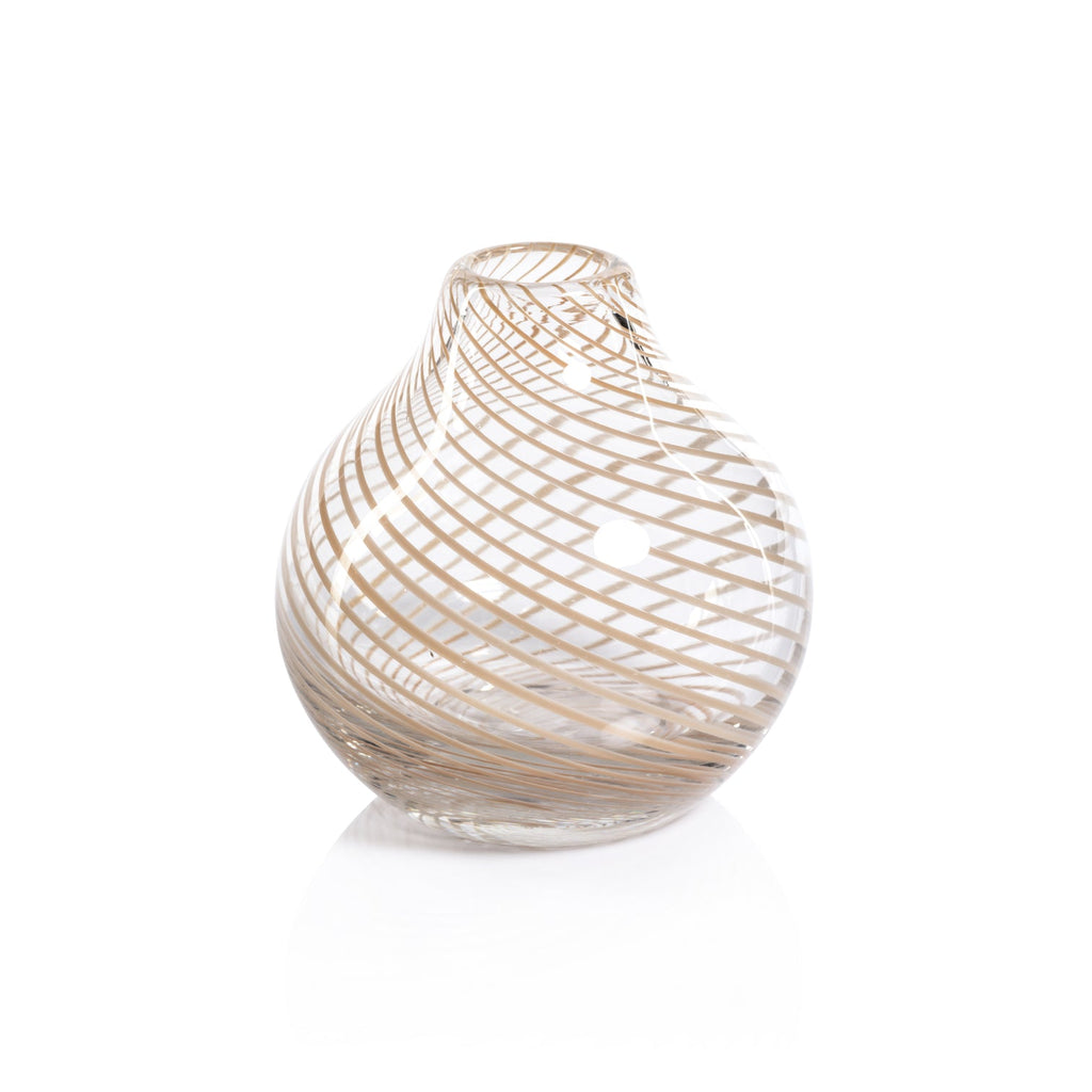 Claire Clear Bud Vases with Beige Swirl - Vases by Carlyle Avenue