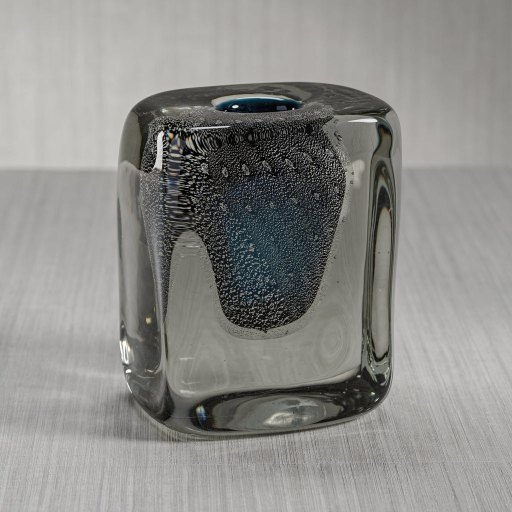Handcrafted Crystal Bloom Vase - Blue - Vases by Carlyle Avenue