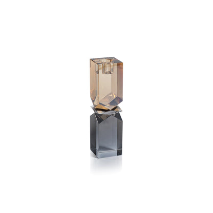 Vienna Two-Tone Crystal Candle Holder - Smoke & Gold - Candle Accessories by Carlyle Avenue