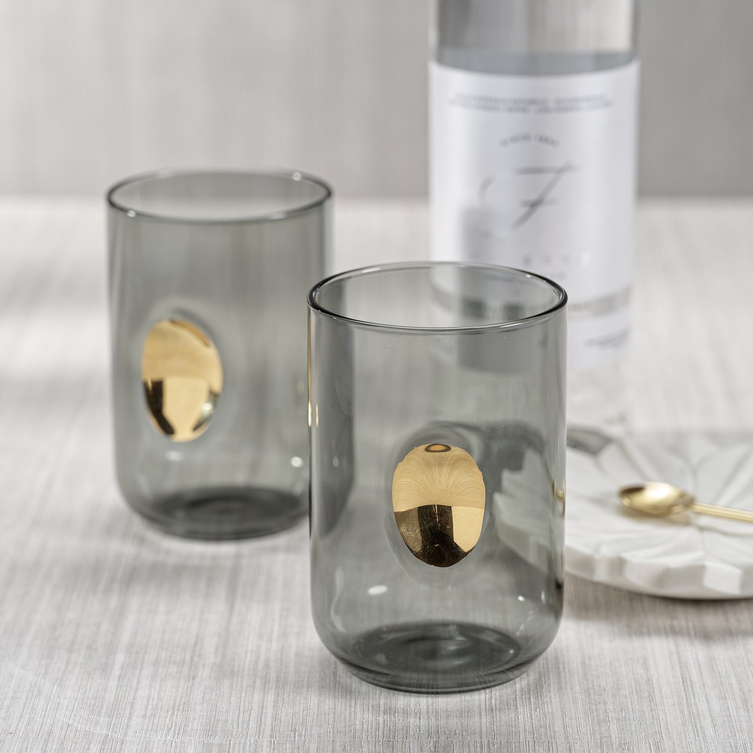 Aperitivo Tumbler with Gold Accent - Smoke - Set of 4 - Glassware by Carlyle Avenue