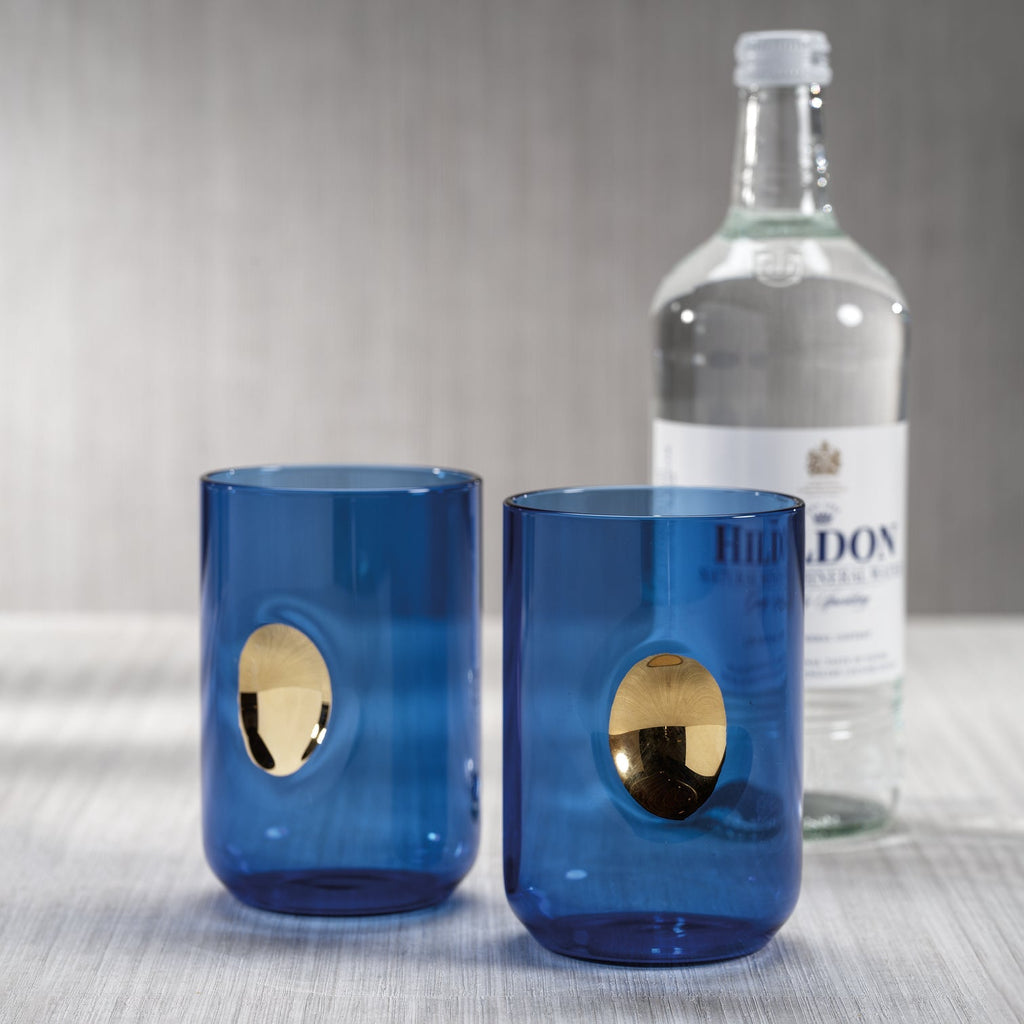 Aperitivo Tumbler with Gold Accent - Cobalt Blue - Set of 4 - Glassware by Carlyle Avenue