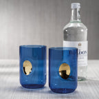 Aperitivo Tumbler with Gold Accent - Cobalt Blue - Set of 4 - Glassware by Carlyle Avenue