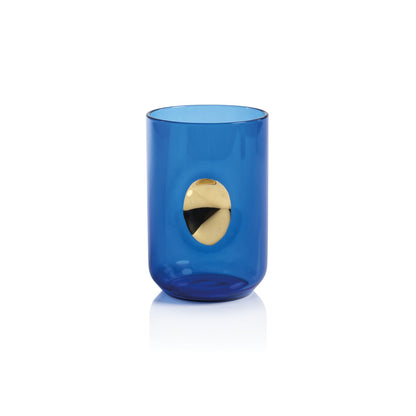 Aperitivo Tumbler with Gold Accent - Cobalt Blue - Set of 4 - Glassware by Carlyle Avenue