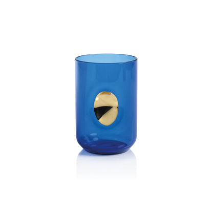 Aperitivo Tumbler with Gold Accent - Cobalt Blue - Set of 4 - Glassware by Carlyle Avenue
