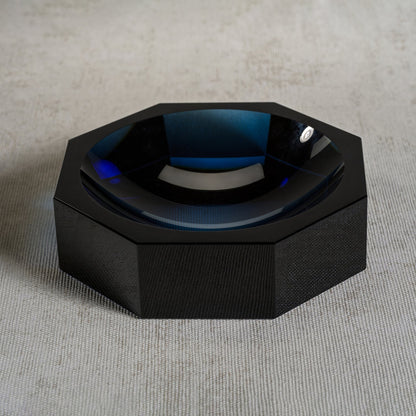 Glass Crystal Octagon Bowl - Deep Blue - Bowls by Carlyle Avenue