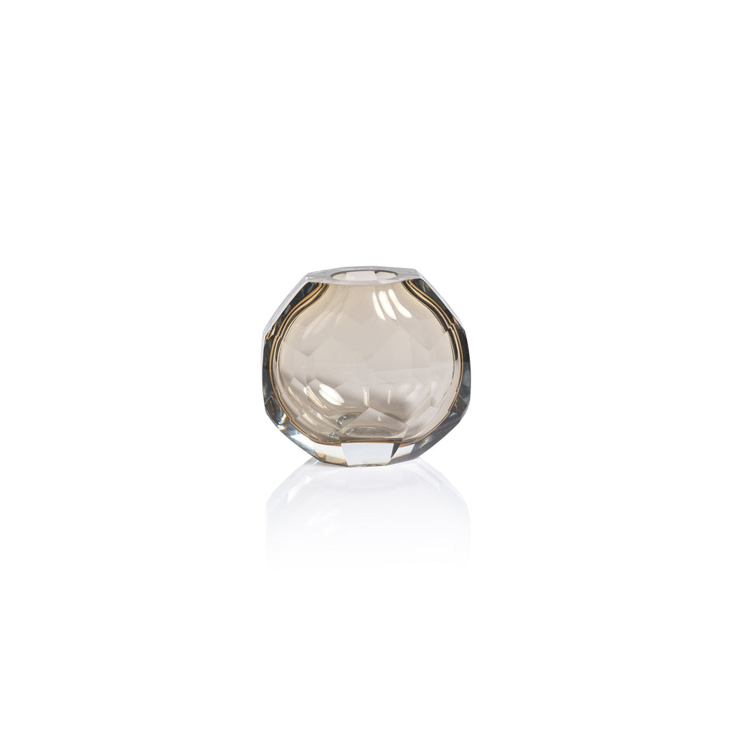 Andermatt Taupe Cut Glass Vase - Vases by Carlyle Avenue