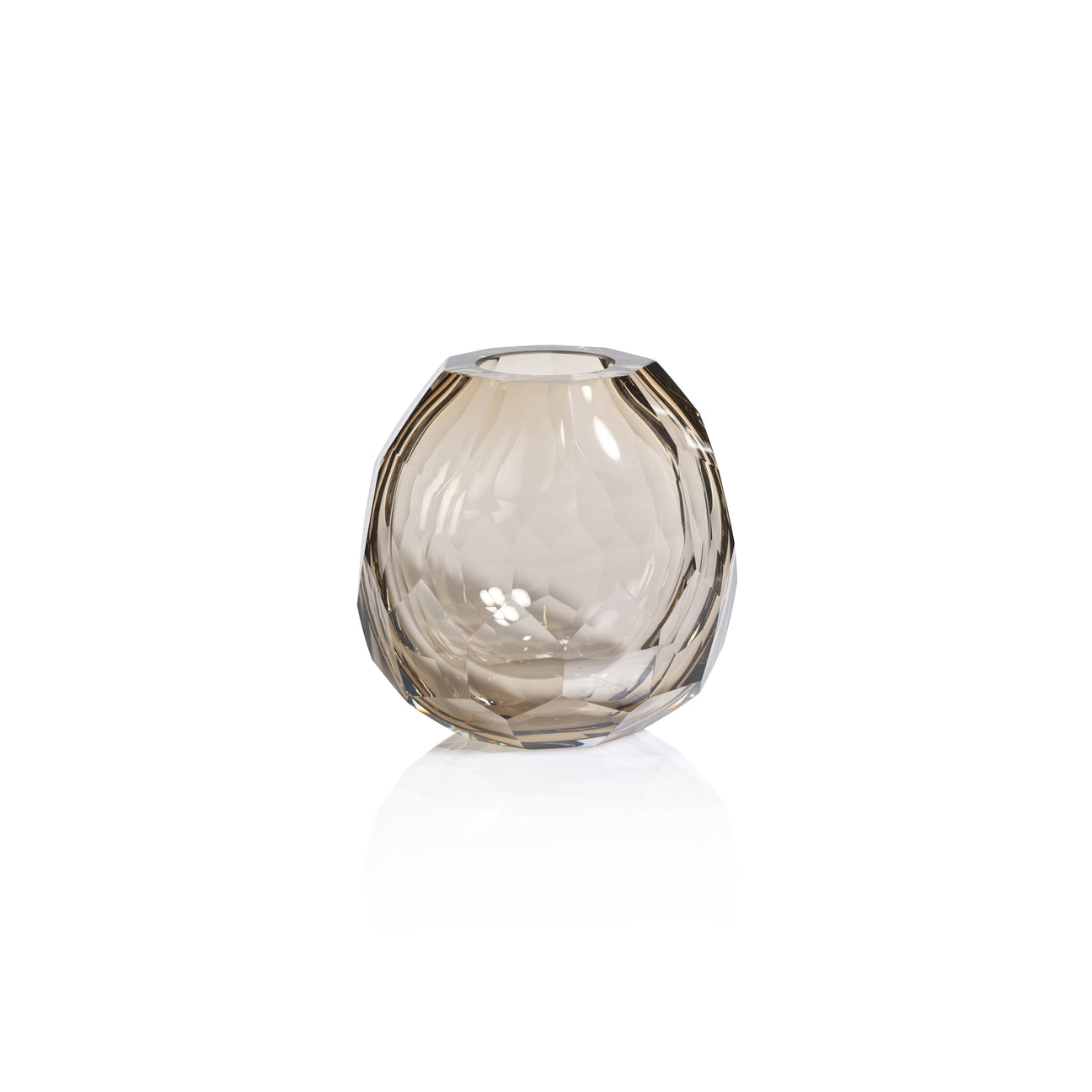 Andermatt Cut Glass Vase - Taupe