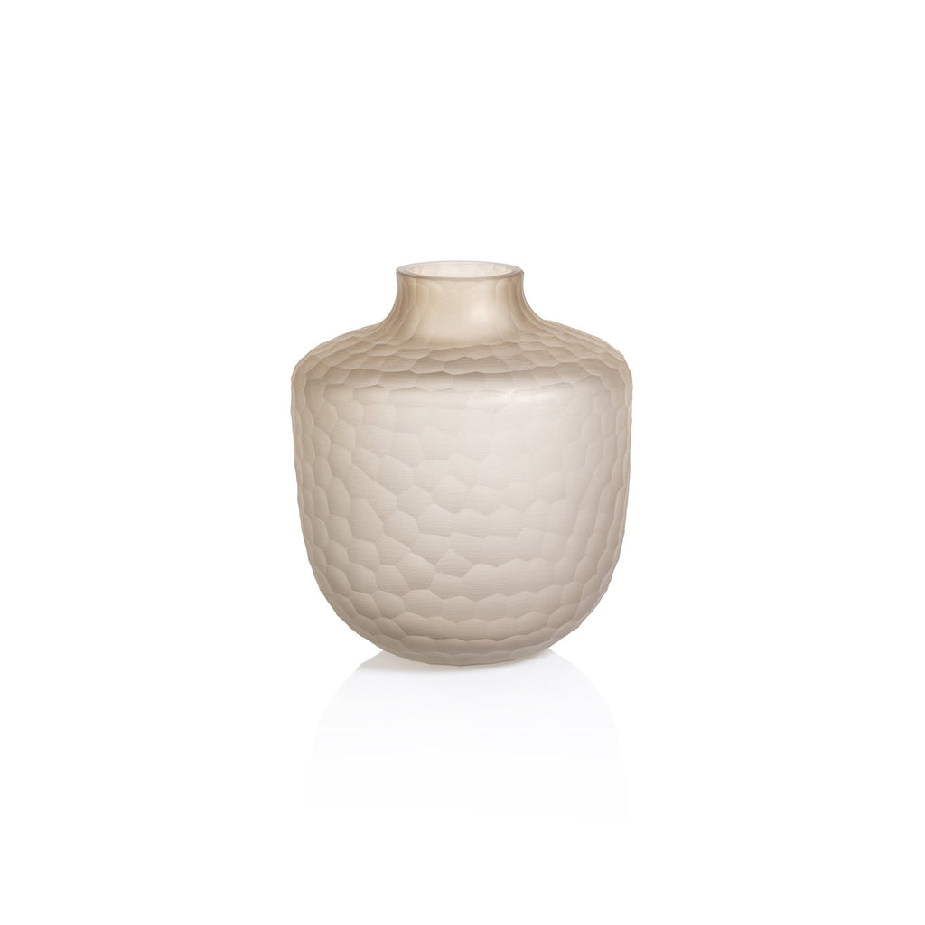 Arosa Cut Glass Frosted Vase - Taupe - Vases by Carlyle Avenue