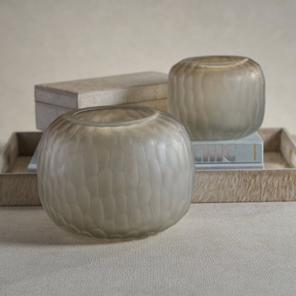 Vallées Cut Glass Vase - Taupe - Vases by Carlyle Avenue