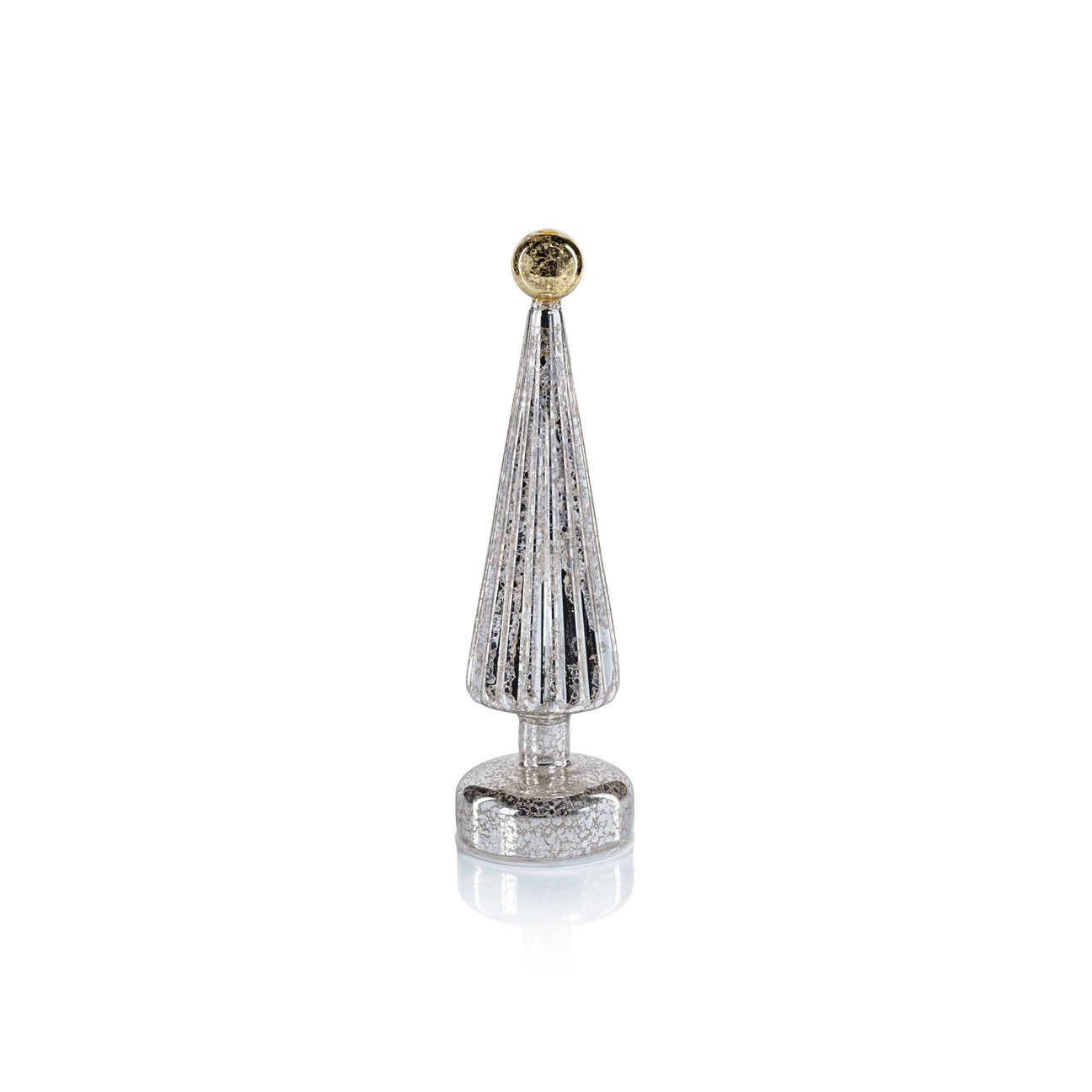 LED Tree with Globe Finial - Silver with Gold - Holiday Decor by Carlyle Avenue