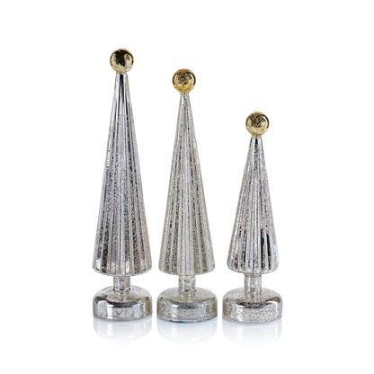 LED Tree with Globe Finial - Silver with Gold - Christmas Trees by Carlyle Avenue