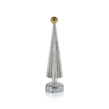 LED Tree with Globe Finial - Silver with Gold - Christmas Trees by Carlyle Avenue