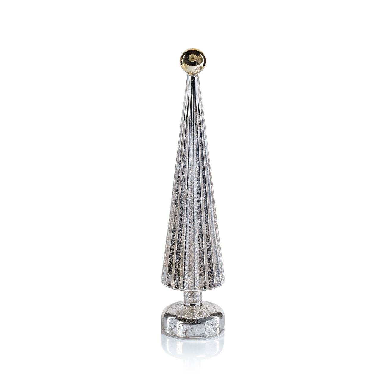 LED Tree with Globe Finial - Silver with Gold