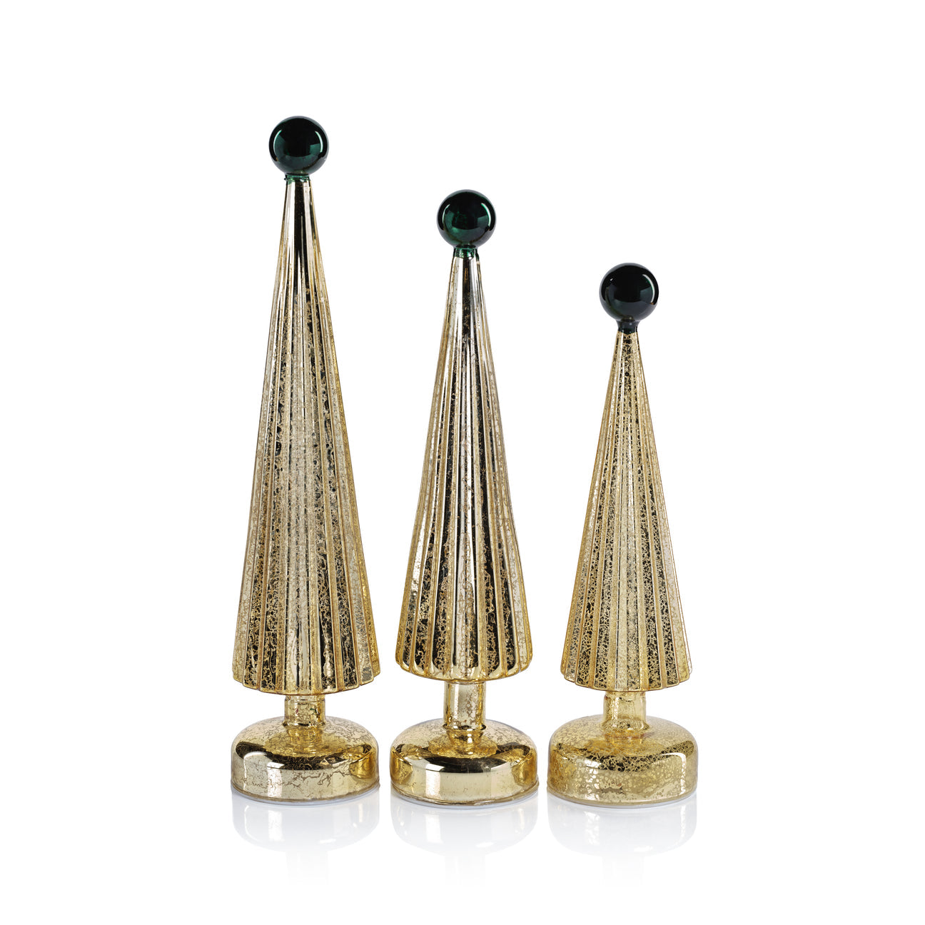 LED Tree with Globe Finial - Gold w/ Green