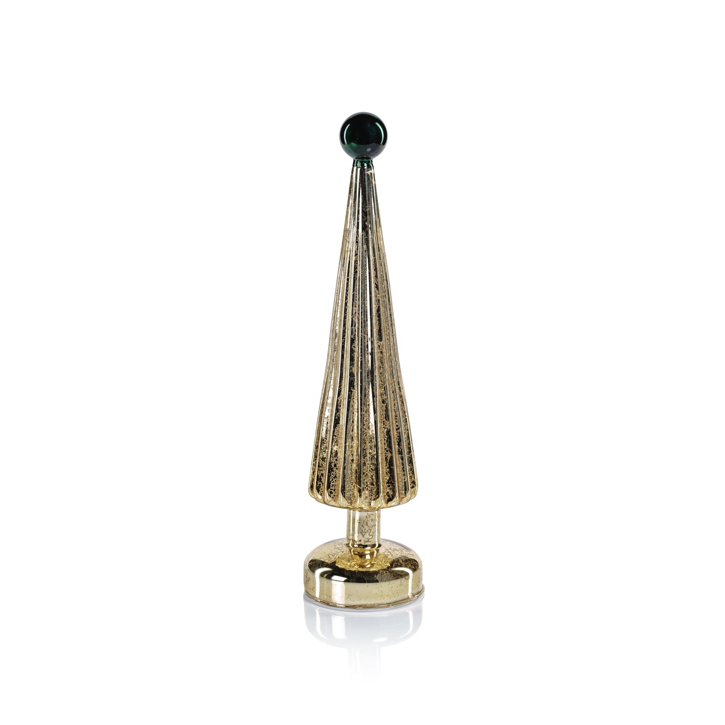 LED Tree with Globe Finial - Gold w/ Green