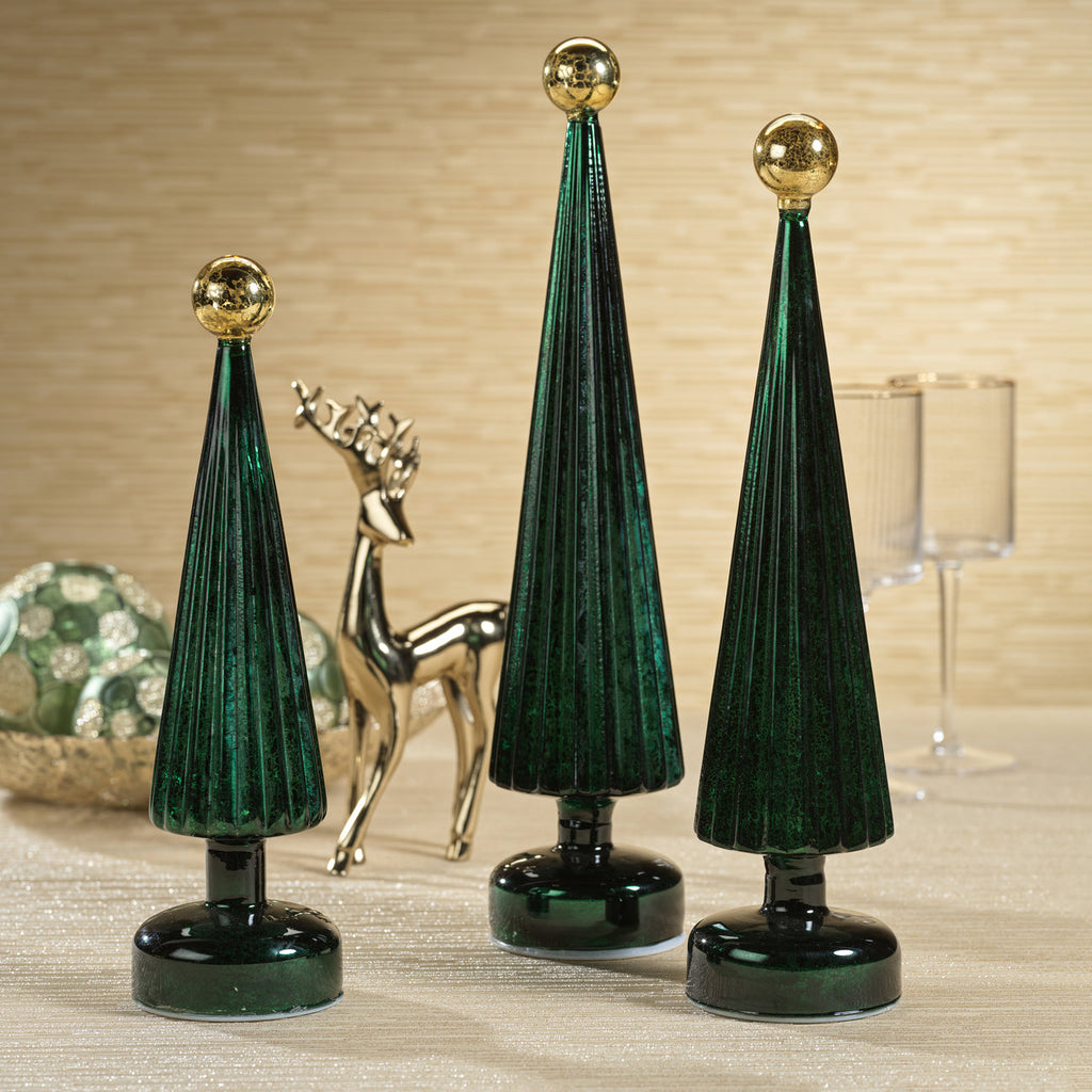LED Tree with Globe Finial - Green w/ Gold - Christmas Trees by Carlyle Avenue