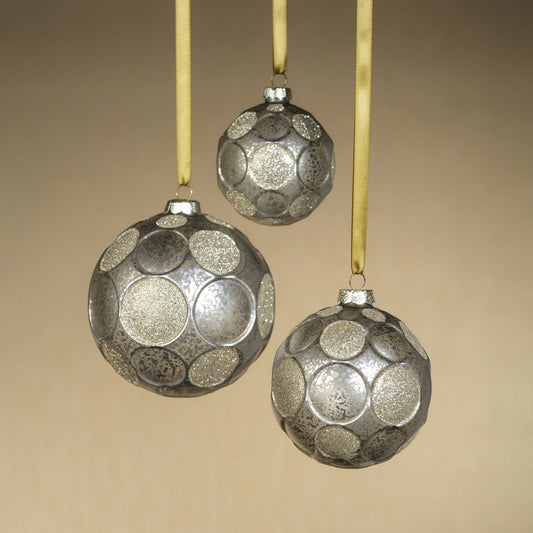 Matte Frosted Whisper Glass Ornament - Silver & Gold