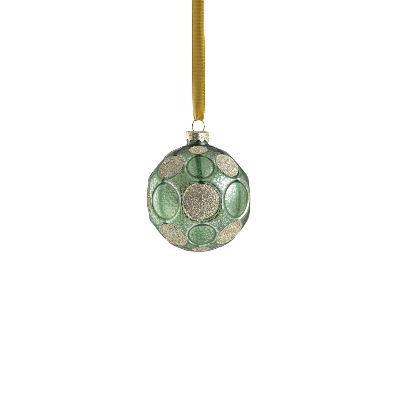 Matte Frosted Whisper Glass Ornament - Green & Gold