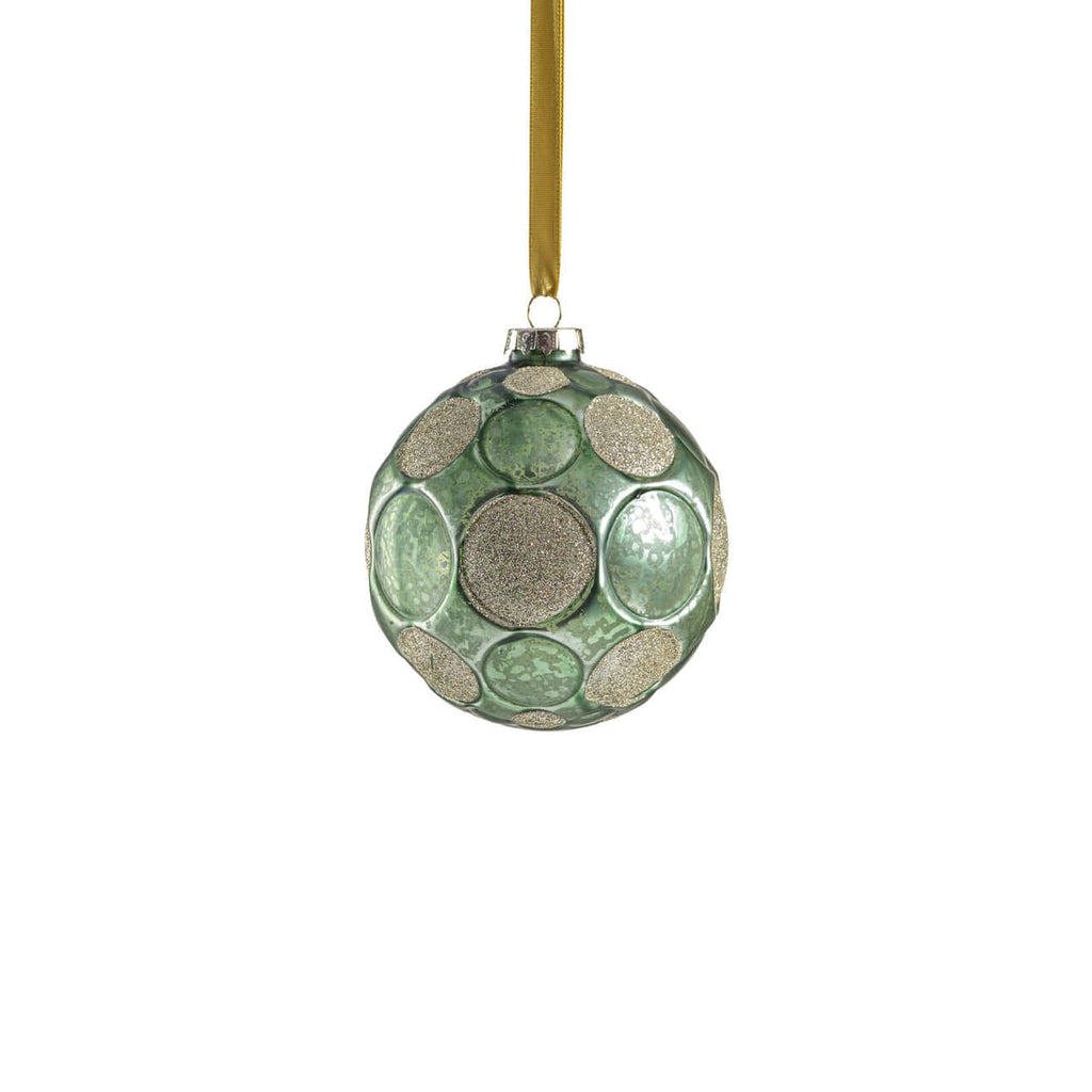 Matte Frosted Whisper Glass Ornament - Green & Gold - Ornaments by Carlyle Avenue