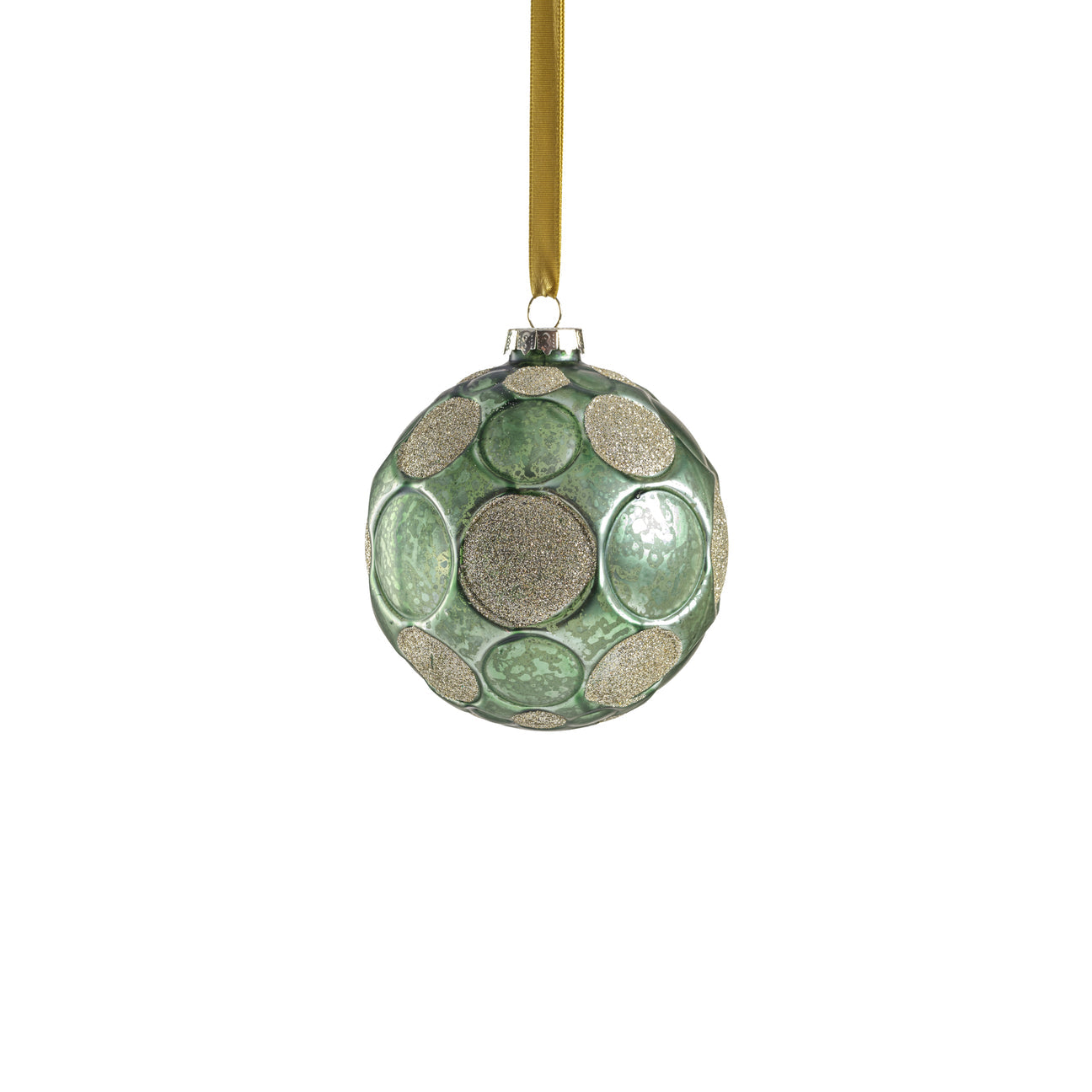 Matte Frosted Whisper Glass Ornament - Green & Gold