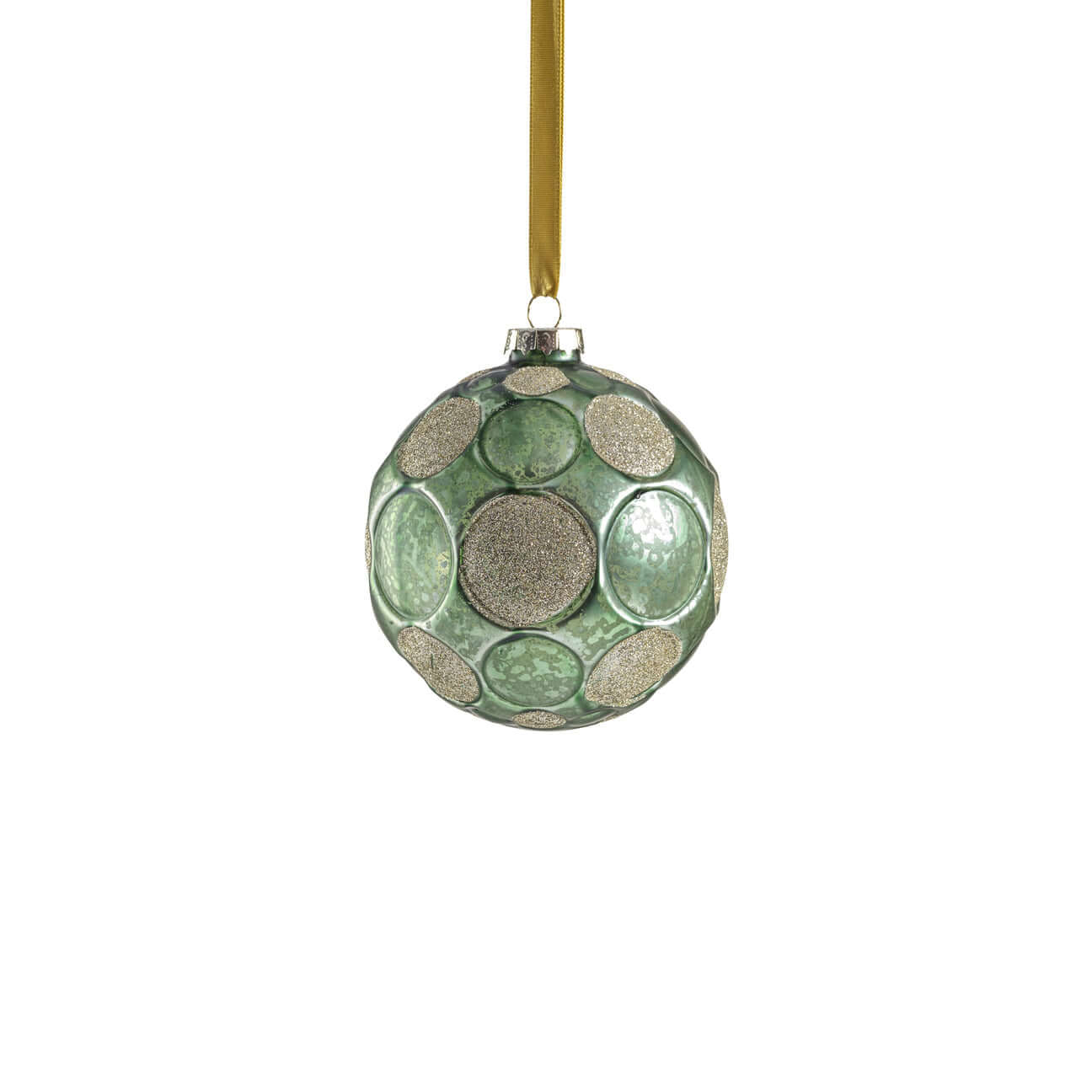 Matte Frosted Whisper Glass Ornament - Green & Gold - Ornaments by Carlyle Avenue