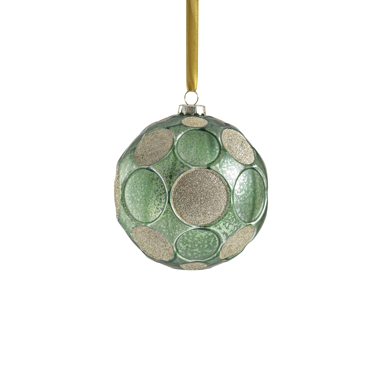 Matte Frosted Whisper Glass Ornament - Green & Gold